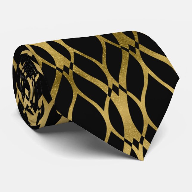 Niedliches schwarzes Gold Krawatte (Gerollt)