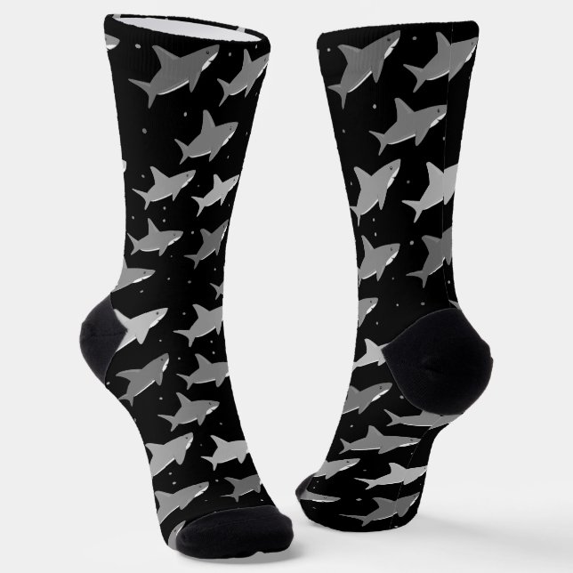 Niedliches Schwarzes Hai-Muster Socken (Gewinkelt)