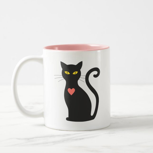 Niedliches Schwarzes Herz Zweifarbige Tasse (Links)