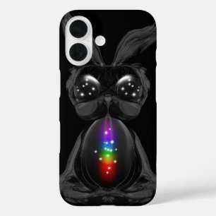 Niedliches Schwarzes Kaninchen mit Chakra-Rainbow- iPhone 16 Hülle