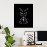 Niedliches Schwarzes Kaninchen mit Chakra-Rainbow-