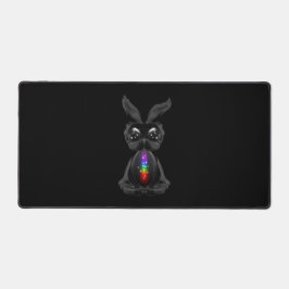 Niedliches Schwarzes Kaninchen mit Chakra-Rainbow- Schreibtischunterlage