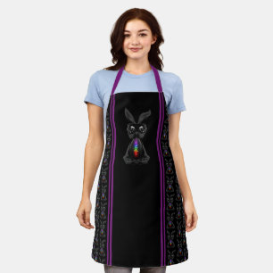 Niedliches Schwarzes Kaninchen mit Chakra-Rainbow- Schürze