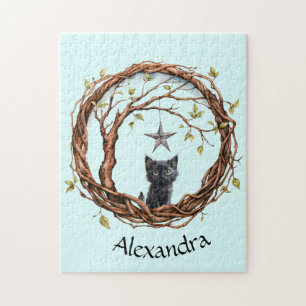 Niedliches Schwarzes Kätzchen beim Stern