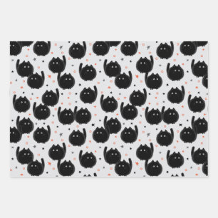 Niedliches Schwarzes Katzen-Hexenwasser-Halloween Geschenkpapier Set
