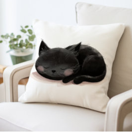Niedliches schwarzes Katzen Schlafkissen, gemütlic Kissen
