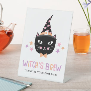 Niedliches Schwarzes KatzenbeißkatzenHalloween Sockelschild