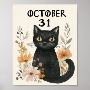 Niedliches Schwarzes KatzenHalloween Poster