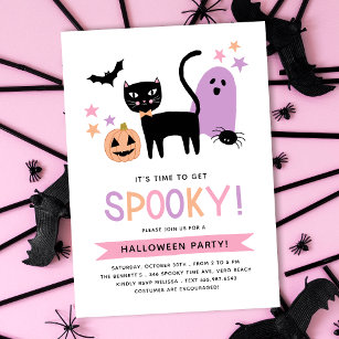 Niedliches Schwarzes Katzenpasten Halloween Spooky Einladung