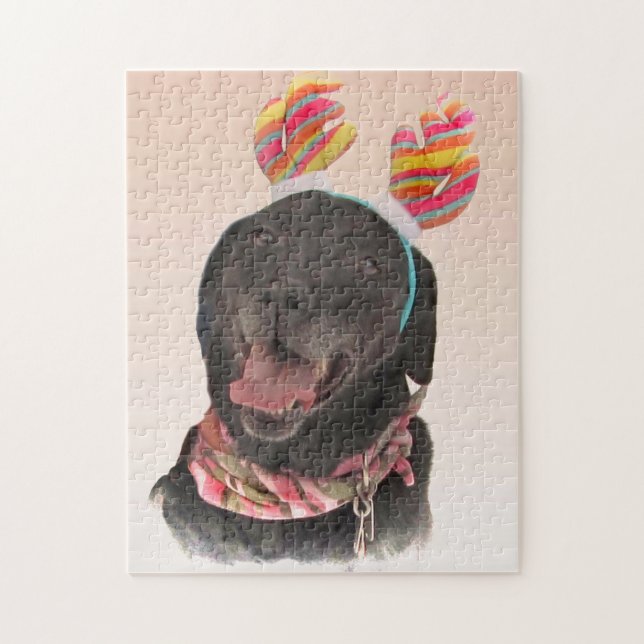 Niedliches Schwarzes Labrador Retriever Dog Puzzle (Vertikal)
