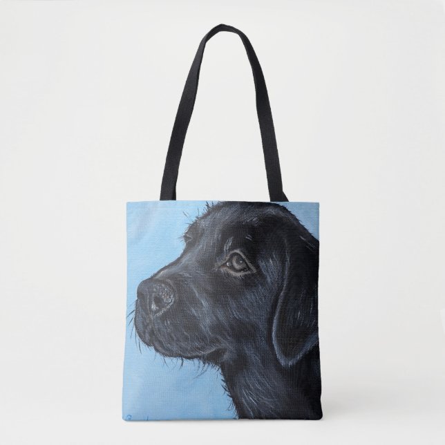 Niedliches Schwarzes Labrador-Welpenbild Tasche (Vorderseite)