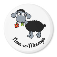 Niedliches schwarzes Lamm-Schaf mit roter Blume