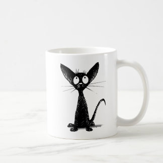 Niedliches schwarzes orientalisches Kätzchen - die Kaffeetasse