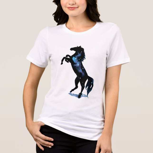 Niedliches schwarzes Pferd Tri-Blend Shirt (Vorderseite)