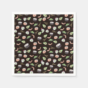 Niedliches schwarzes Sushi-Muster Serviette