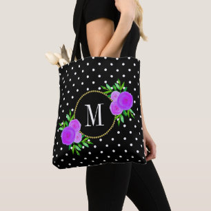Niedliches Schwarzes Wasserfarben, violette Blüte Tasche