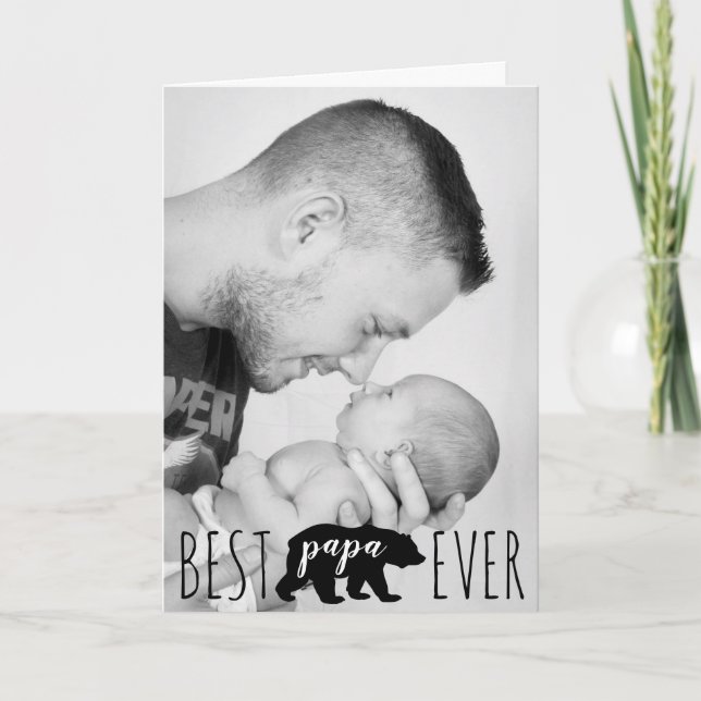 Niedliches Schwarzes & Weißes Papa Bear Ever Foto Karte (Vorderseite)