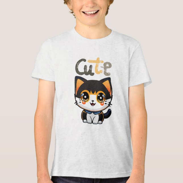 Niedliches Schwarzkatzendesign| Katzenliebhaber |  Tri-Blend Shirt (Vorderseite)