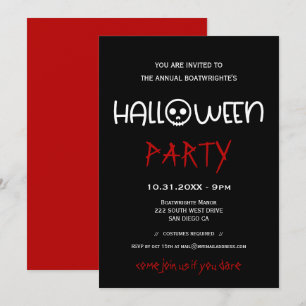 Niedliches Schwarzweiß-Halloween-Party Einladung