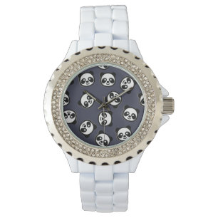 Niedliches Schwarzweiss-Panda-Cartoon-Muster Armbanduhr