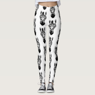 Niedliches Schwarzweißzebramuster Leggings
