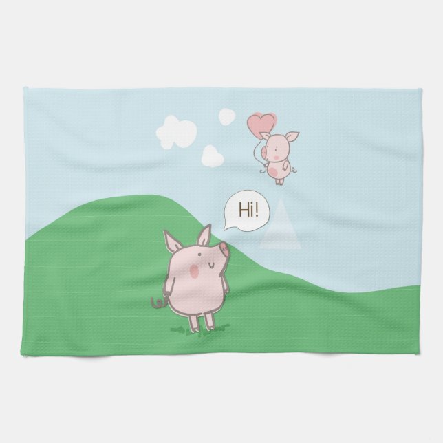 Niedliches Schwebschwein-Sprichwort Hi Geschirrtuch (Horizontal)