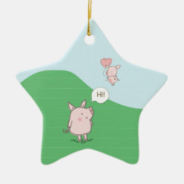Niedliches Schwebschwein-Sprichwort Hi Keramik Ornament