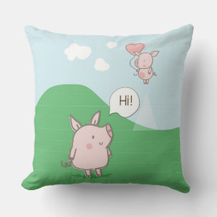 Niedliches Schwebschwein-Sprichwort Hi Kissen