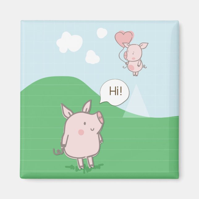Niedliches Schwebschwein-Sprichwort Hi Magnet (Vorne)
