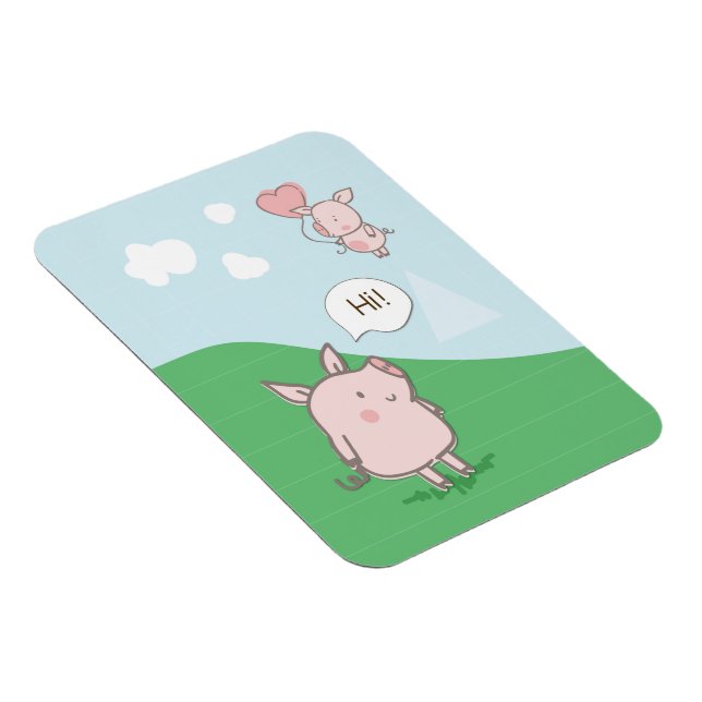 Niedliches Schwebschwein-Sprichwort Hi Magnet (Rechte Seite)