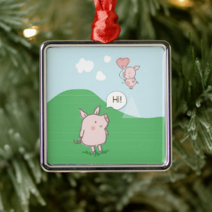 Niedliches Schwebschwein-Sprichwort Hi Ornament Aus Metall