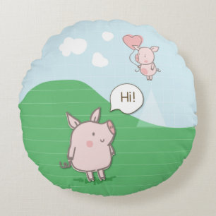 Niedliches Schwebschwein-Sprichwort Hi Rundes Kissen