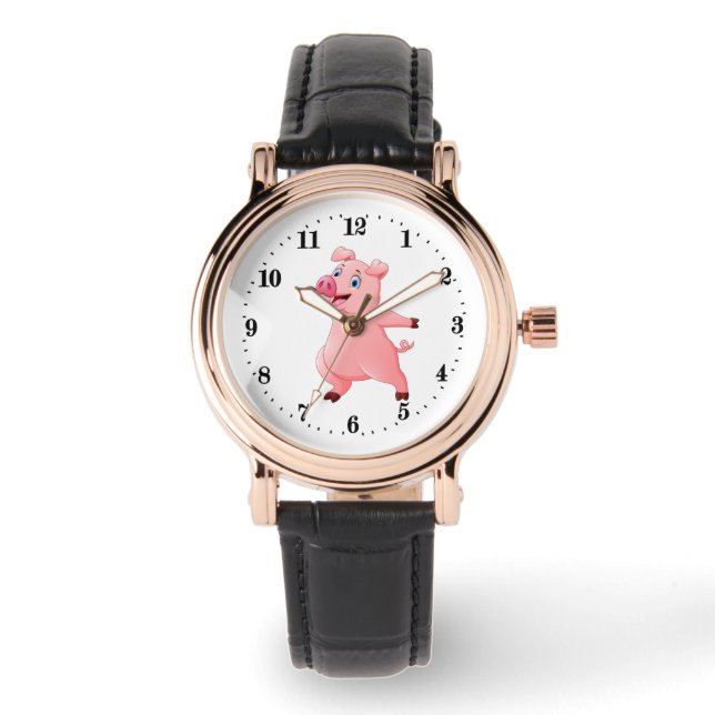 niedliches Schwein Armbanduhr (Vorderseite)