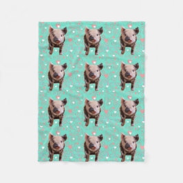 Niedliches Schwein-- blauer u. rosa Wirbel Fleecedecke
