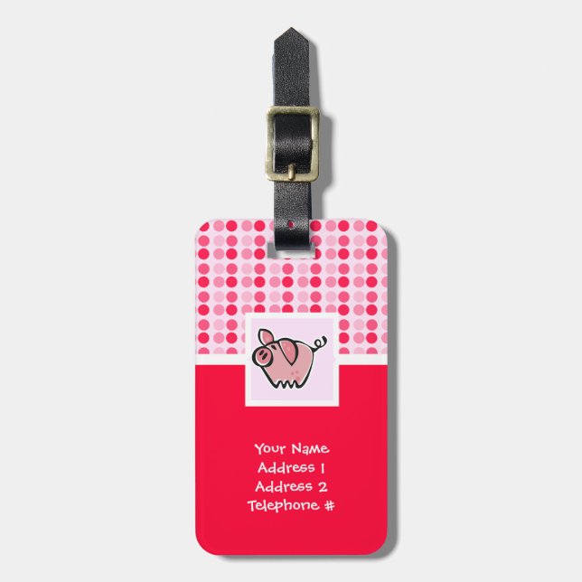Niedliches Schwein Gepäckanhänger (Vorderseite vertikal)