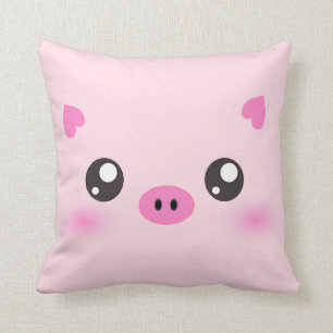 Niedliches Schwein-Gesicht - kawaii Minimalismus Kissen
