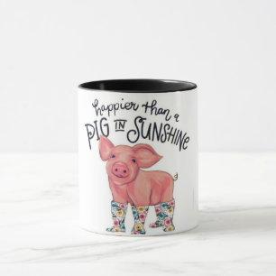 Niedliches Schwein/Glück als Schwein im Sonnensche Tasse
