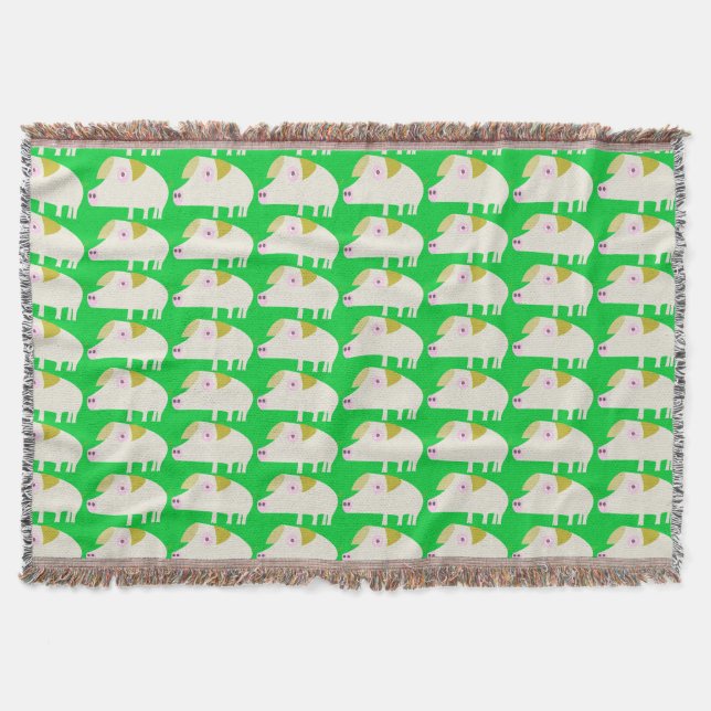 Niedliches Schwein-grünes Decke (Vorderseite)