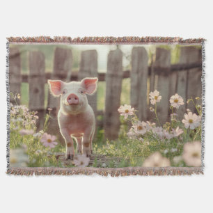 Niedliches Schwein im Blumengarten Decke