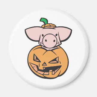 niedliches Schwein im Jack-o-Laternen-Kürbis Magnet