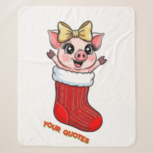 Niedliches Schwein im Weihnachtsstrumpf Sherpadecke
