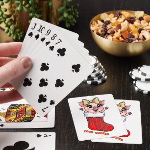 Niedliches Schwein im Weihnachtsstrumpf Spielkarten