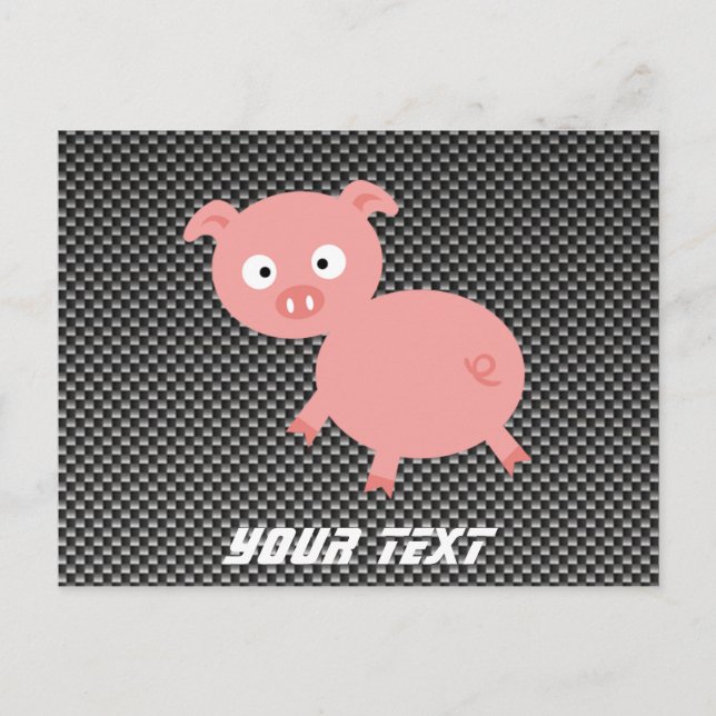 Niedliches Schwein; Imitate Kohlenstofffaser Postkarte (Vorderseite)