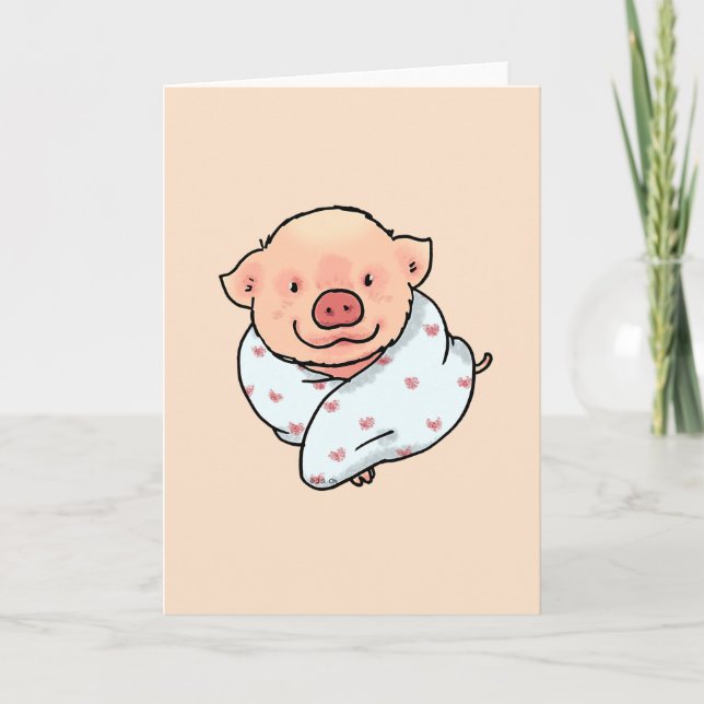 niedliches Schwein in Decken Karte (Vorderseite)