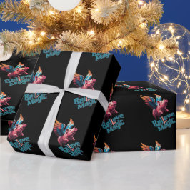 Niedliches Schwein mit farbigen Flügeln | Glaube a Geschenkpapier