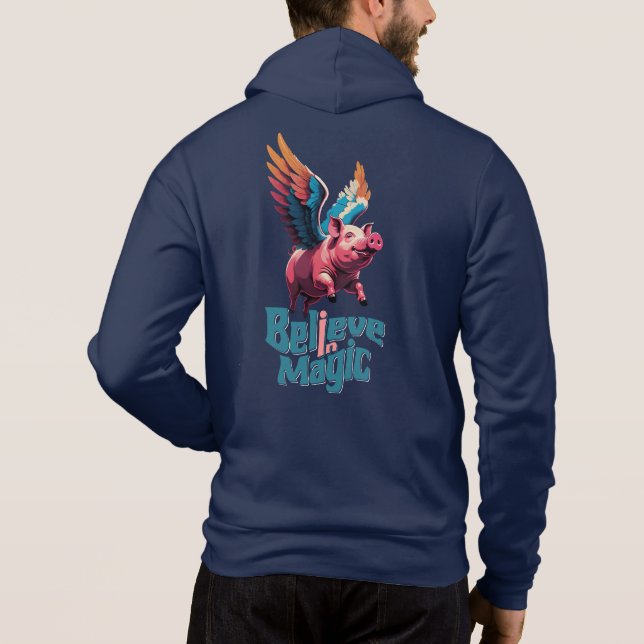 Niedliches Schwein mit farbigen Flügeln | Glaube a Hoodie (Rückseite)