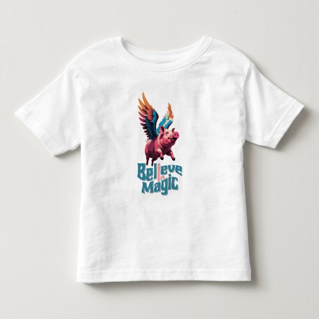 Niedliches Schwein mit farbigen Flügeln | Glaube a Kleinkind T-shirt (Vorderseite)