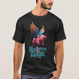 Niedliches Schwein mit farbigen Flügeln | Glaube a T-Shirt