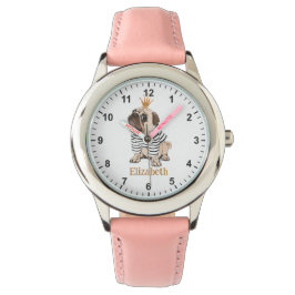 Niedliches Schwein mit Gold Crown Girl's First Wat Armbanduhr