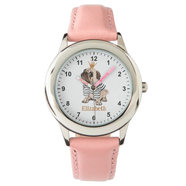 Niedliches Schwein mit Gold Crown Girl's First Wat Armbanduhr (Vorderseite)